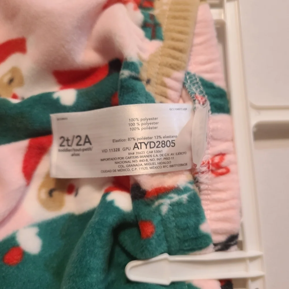 Carter's Festive Cute & Adorable Red and Pink Santa Pajama Set NWT 2T